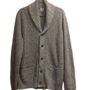 FAHERTY Marled Shawl Collar Cotton Button Knit Cardigan Mens Gray XLarge NWOT